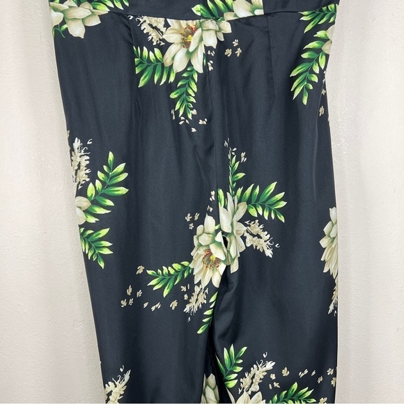 NEW 1X THREAD STORY BLACK FLORAL SATIN JUMPSUIT WIDE LEG  EVENT PARTY - Picture 13 of 16